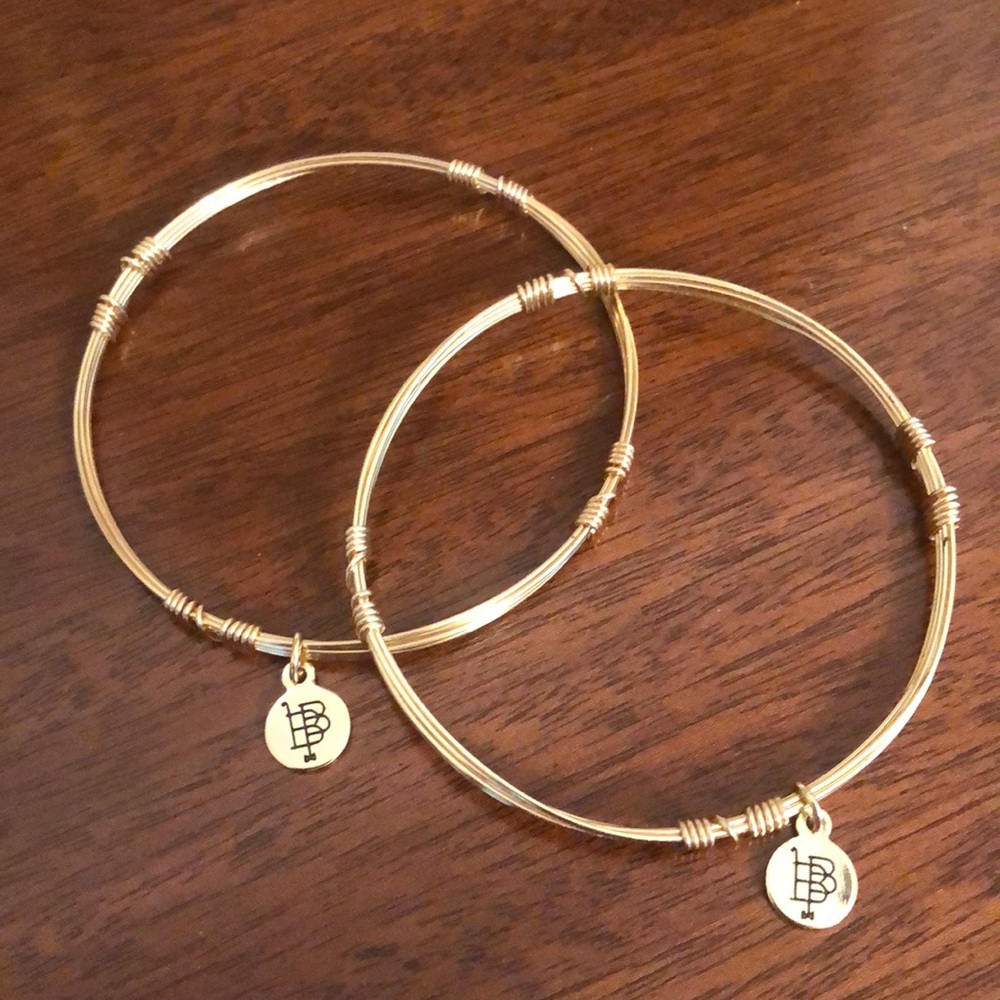2. Bourbon & Bowties gold tone bangle bracelets